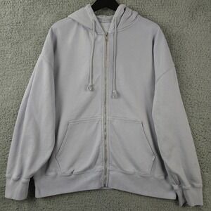 John Galt Hoodie Womens One Size Blue Gray Full Zip Fleece Hooded Sweatshirt